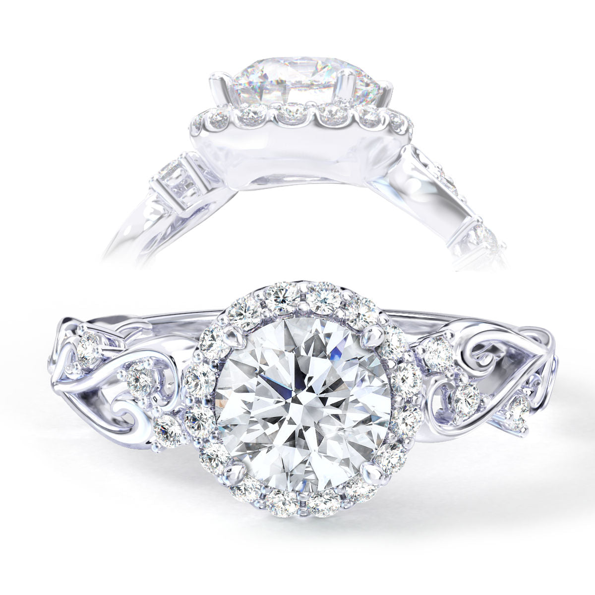 Egypt engagement ring in white gold