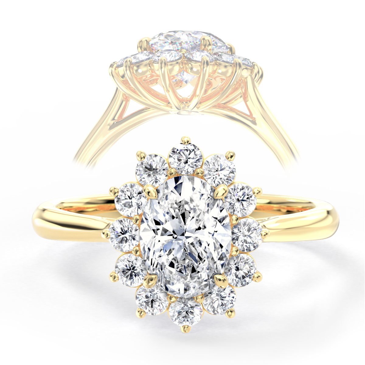 Elva engagement ring in yellow gold