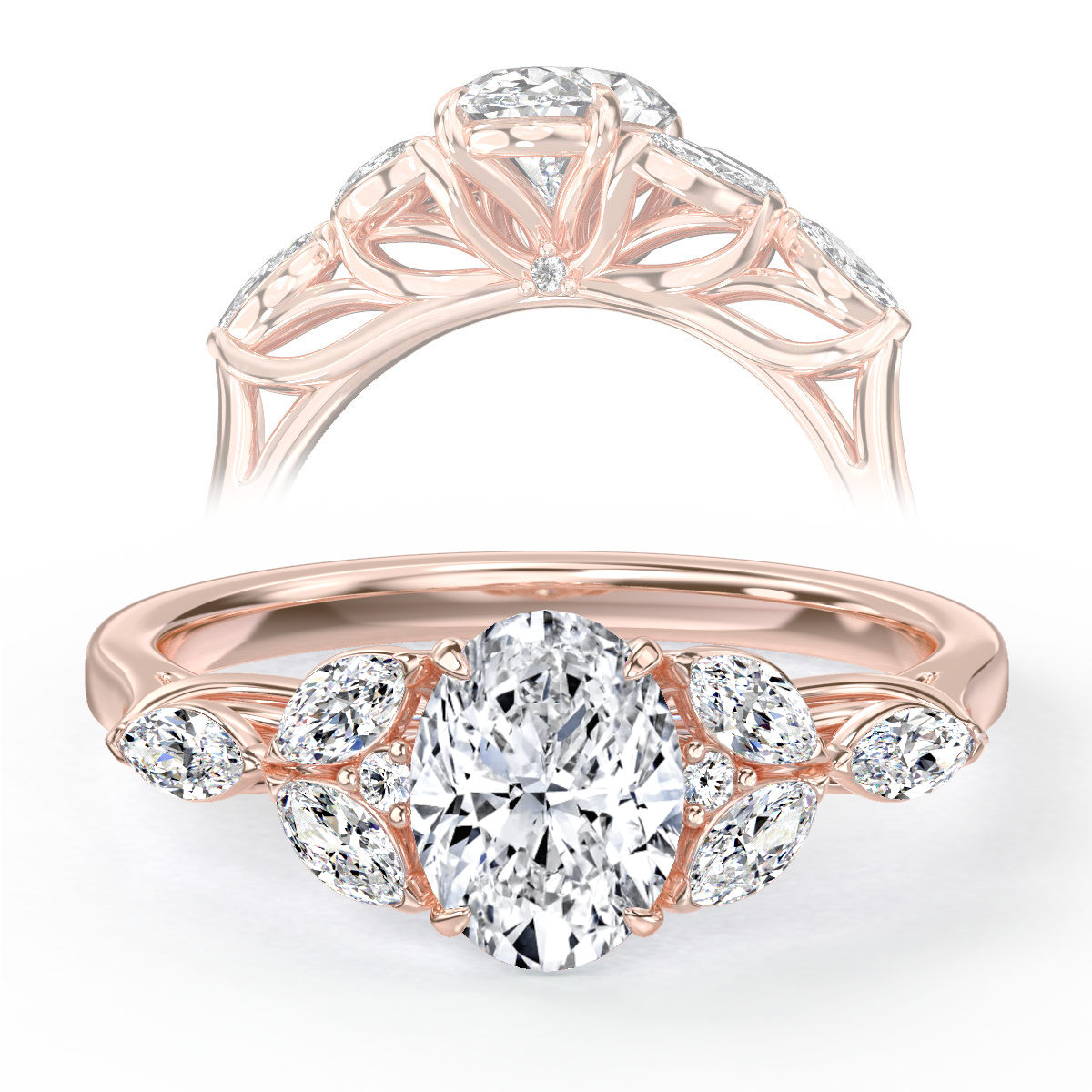 Jade engagement ring in rose gold