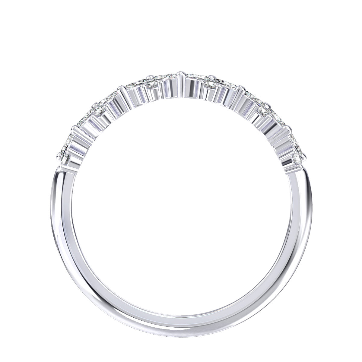 Floral Round And Marquise Diamond Band