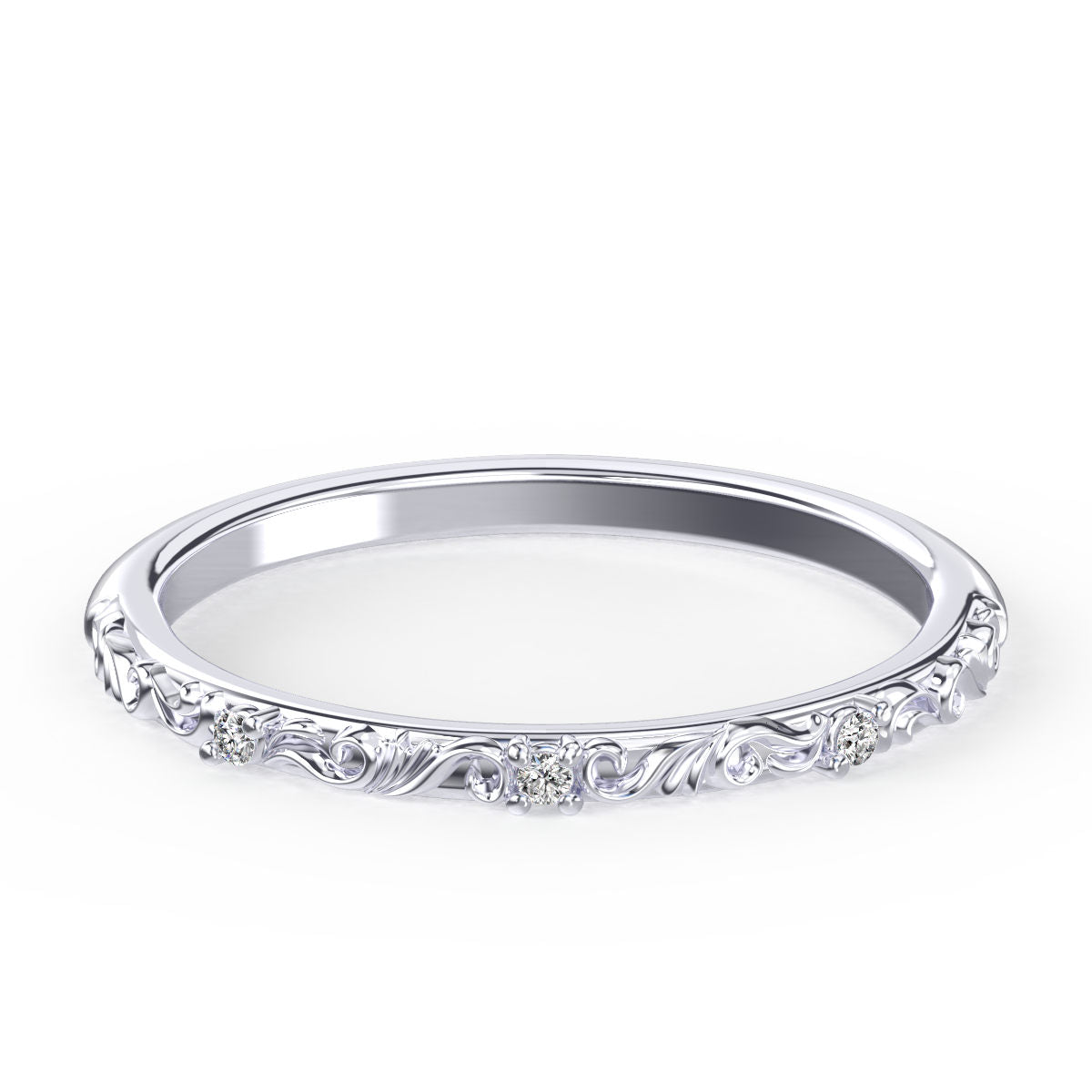 Engraved Filligree Diamond Band