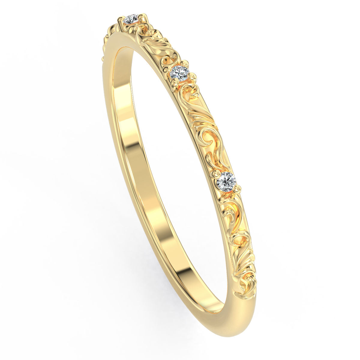 Engraved Filligree Diamond Band