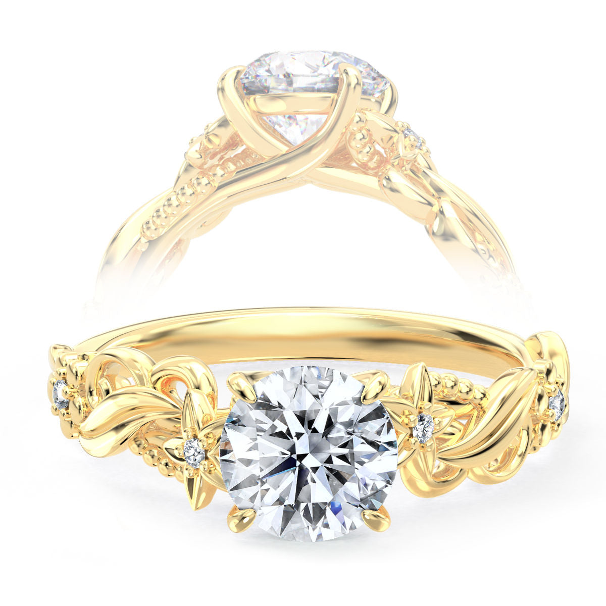 Jadean engagement ring in yellow gold
