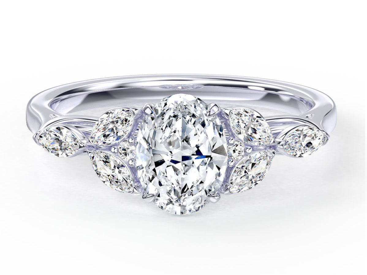 Jade engagement ring in white gold