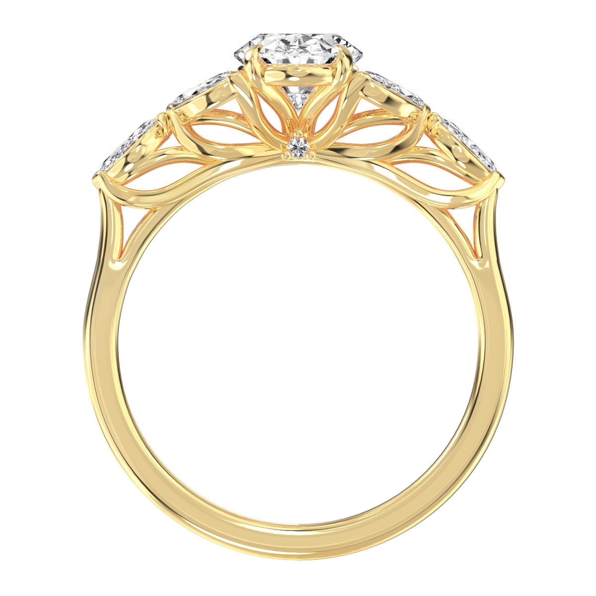 Jade engagement ring in yellow gold