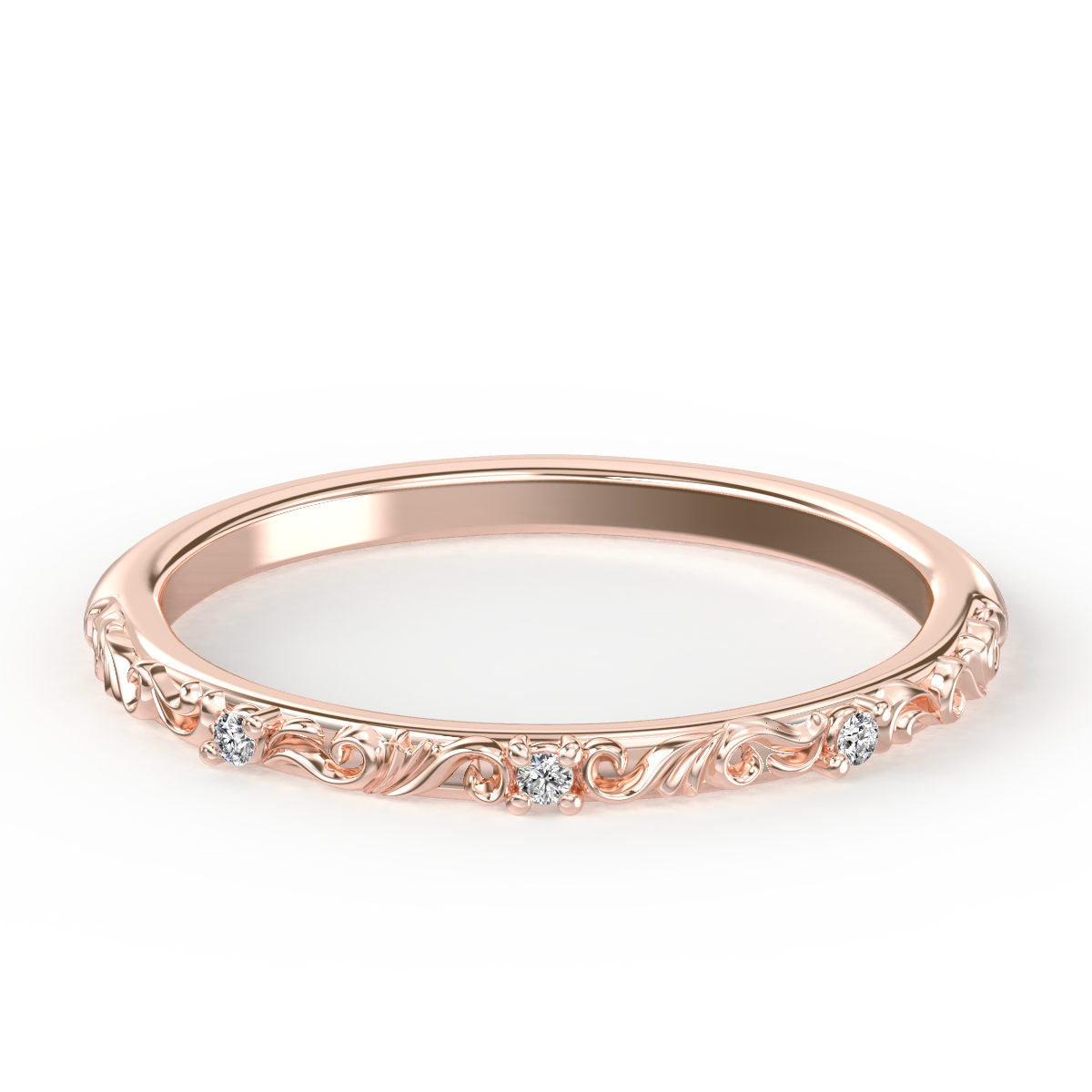 Engraved Filligree Diamond Band