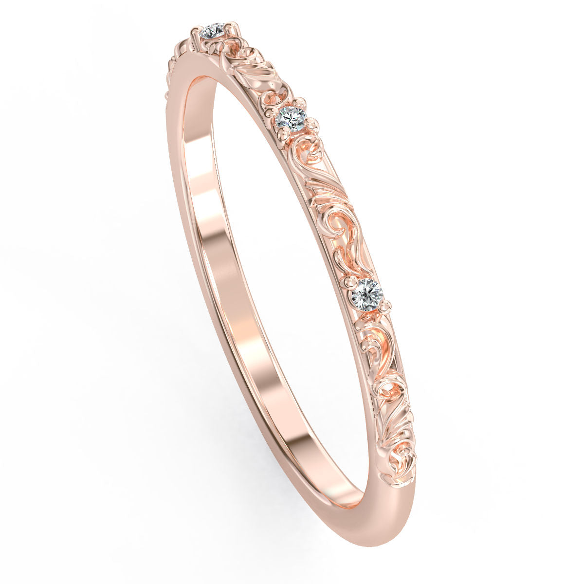 Engraved Filligree Diamond Band