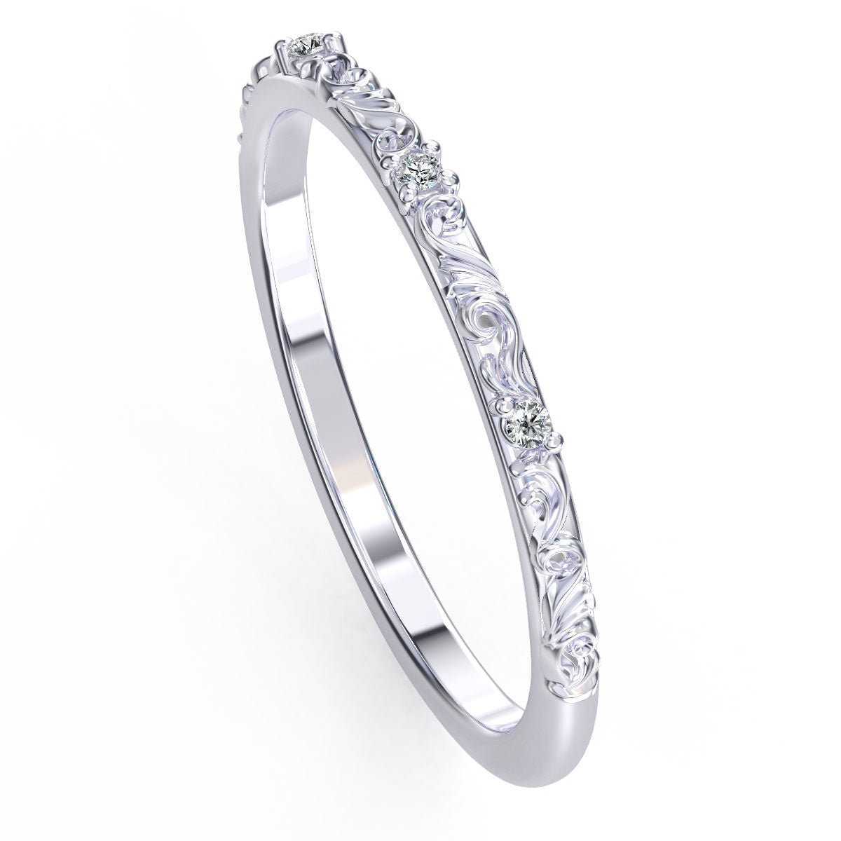 Engraved Filligree Diamond Band