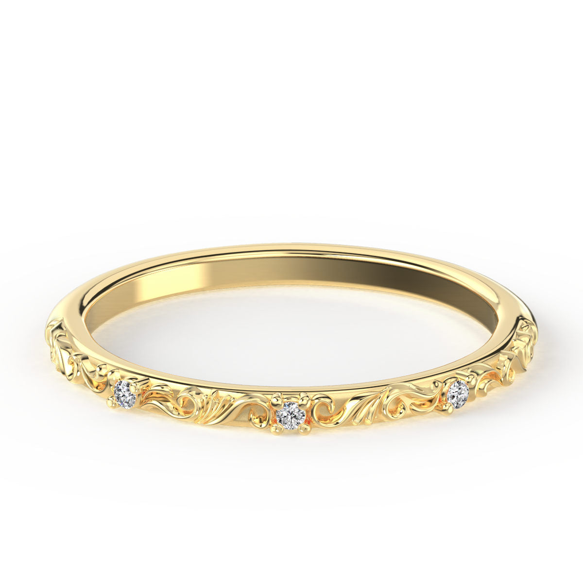 Engraved Filligree Diamond Band